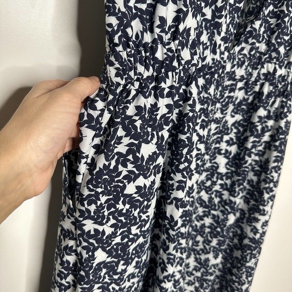 Thakoon Leaf Print Jumpsuit Back Keyhole Wide Leg Womens Black Cream Size 8 - Picture 4 of 5